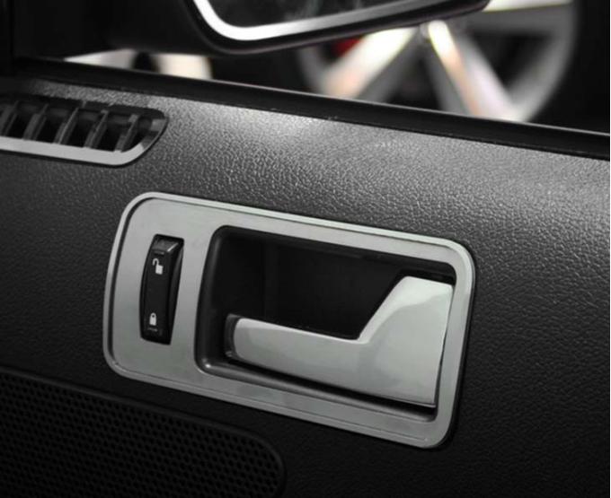 American Car Craft 2005-2014 Mustang - Door Handle Trim Plates 2Pc, Brushed Stainless with Polished Tim 271017