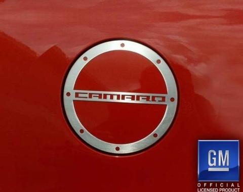 American Car Craft 2010-2018 Camaro- Gas Cap Cover 'CAMARO' Style, Stainless Steel (Polished) 102058