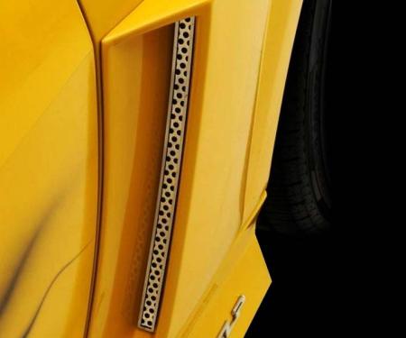 American Car Craft 2010-2013 Camaro - Perforated Side Vent Grille Inserts 2Pc, Stainless Steel, Fits Xenon Scoops 102051