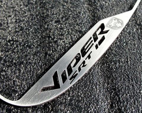 American Car Craft 2005-2007 Dodge Viper - Side View Mirror Trim Viper SRT10 & Viper Head Logo 2Pc, Brushed Stainless 972045