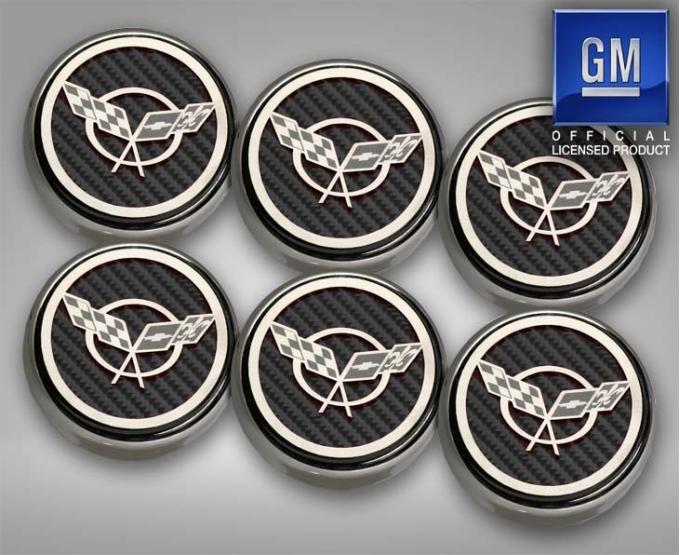 American Car Craft 1997-2004 C5/Z06 Corvette - C5 Cross Flag Emblem Fluid Cap Covers 6Pc, Manual Trans, Choose Color 033074
