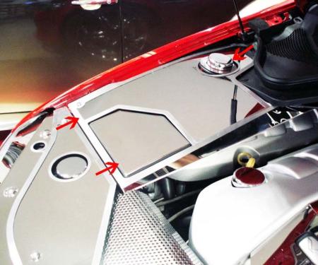 American Car Craft 2008-2009 Pontiac G8/GT - Inner Fender Covers Factory with Air Box Cover, Fuse Box Cover, Polished Stainless 223009