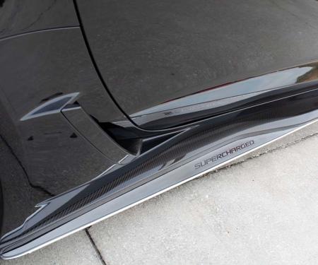 American Car Craft 2015-2019 Z06/ZR1/C7 Corvette - Side Skirt Extensions with Supercharged Inlaid Lettering, Brushed Stainless Steel 052094