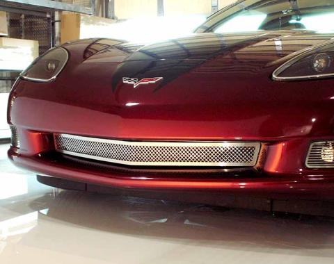 American Car Craft 2005-2013 C6 Corvette - Laser Mesh Front Grille, Polished Stainless Steel 042041