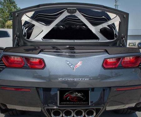 American Car Craft 2014-2019 C7 Corvette Convertible only - Trunk Lid Trim Kit Polished with Brushed Brace, Stainless Steel 051020