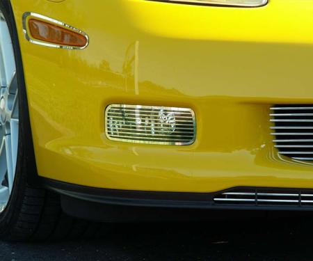 American Car Craft 2006-2013 Z06/ZR1/GS/C6 Corvette - Billet Style Driving Light Covers 2Pc, Polished Stainless 042062