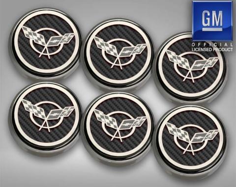 American Car Craft 1997-2004 C5/Z06 Corvette - C5 Cross Flag Emblem Fluid Cap Covers 6Pc, Manual Trans, Choose Color 033074