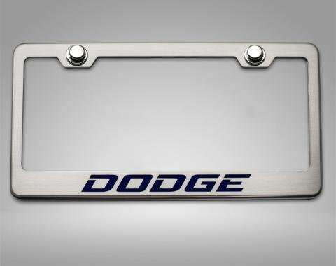 American Car Craft Custom Dodge License Plate Frame, Stainless Steel, Choose Vinyl/LED Color 152050