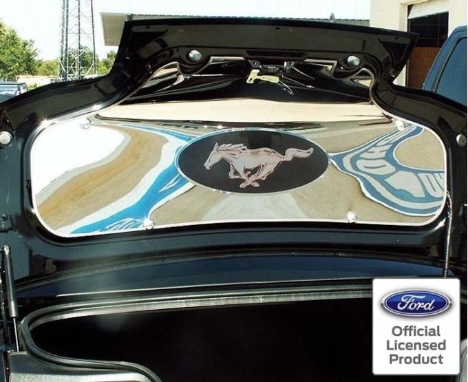 American Car Craft 2005-2014 Mustang - Trunk Panel Pony Graphic with Polished Trim Ring, Stainless Steel & Vinyl 271031