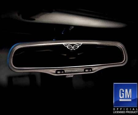 American Car Craft 1997-2004 C5/Z06 Corvette - Rear View Mirror Trim with Crossed Flags [Standard], Brushed Stainless 031008