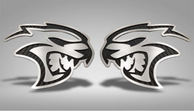 American Car Craft 2015-2023 Dodge challenger Hellcat - Hellcat Badges 2Pc, Brushed Finish (Real Carbon Fiber) 152061