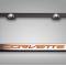 American Car Craft Corvette C7 Stingray - License Plate Frame CORVETTE Lettering, Black Base with Brushed Top Plate, Choose Color 052083