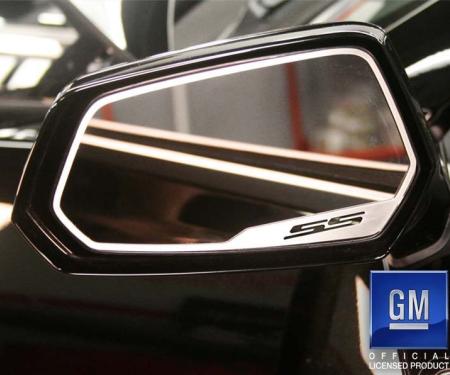 American Car Craft 2010-2013 Camaro SS - Side View Mirror Trim 'SS' Style 2Pc, Brushed Stainless Steel 102057