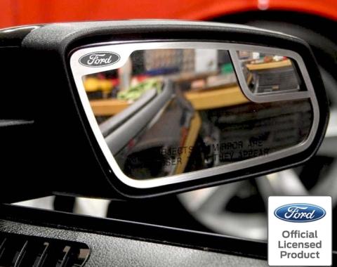 American Car Craft 2011-2012 Mustang - Side View Mirror Trim FORD Logo Style 2Pc, Brushed Stainless Steel 272017