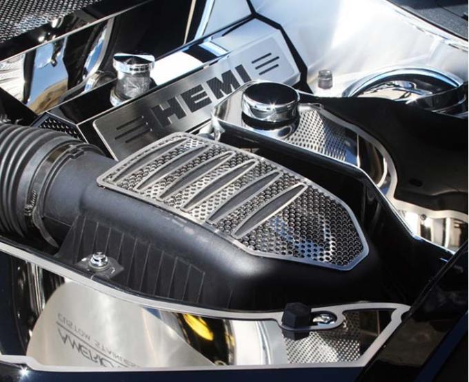 American Car Craft 2011-2019 Dodge Charger/Chrysler 300 5.7L /6.4L HEMI - Perforated Air Box Cover, Polished Stainless Steel 333010