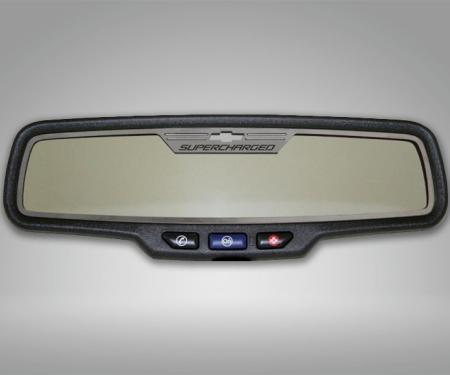 American Car Craft 2012-2013 Camaro - Rear View Mirror Trim "SUPERCHARGED" Style for Rectangle mirror, Brushed Stainless 101032