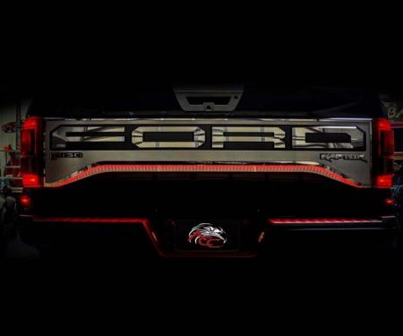 American Car Craft Red Illuminated Tailgate Insert Upgrade, Brushed Finish 772069