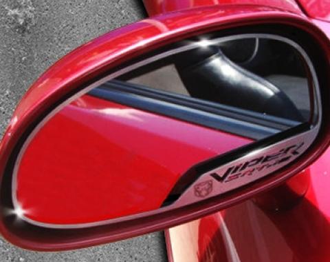 American Car Craft 2003-2004 Dodge Viper - Side View Mirror Trim "Viper SRT-10" & Viper Head 2Pc, Brushed Stainless 972024