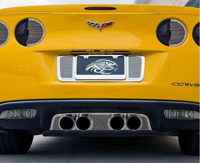 American Car Craft 2005-2013 C6 Corvette - Billet Style Tag Back Plate & License Plate Frame 2Pc, Stainless Steel 042128