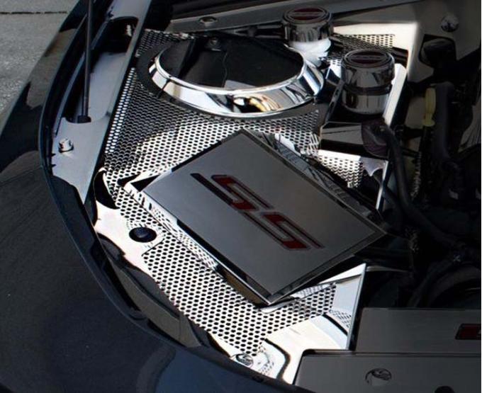 American Car Craft 2016-2023 Camaro - Inner Fender Covers with  Shock Tower Dome Covers [Stock Air Box], Perforated or Carbon Fiber (Perforated) 103115
