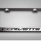 American Car Craft Corvette C7 Stingray - License Plate Frame CORVETTE Lettering, Black Base with Brushed Top Plate, Choose Color 052083