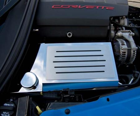 American Car Craft 2014-2019 Corvette Z06/Z51/C7 Stingray - Fuse Box Cover with Ribbed Slots, Polished Stainless Steel, Choose Color 053037