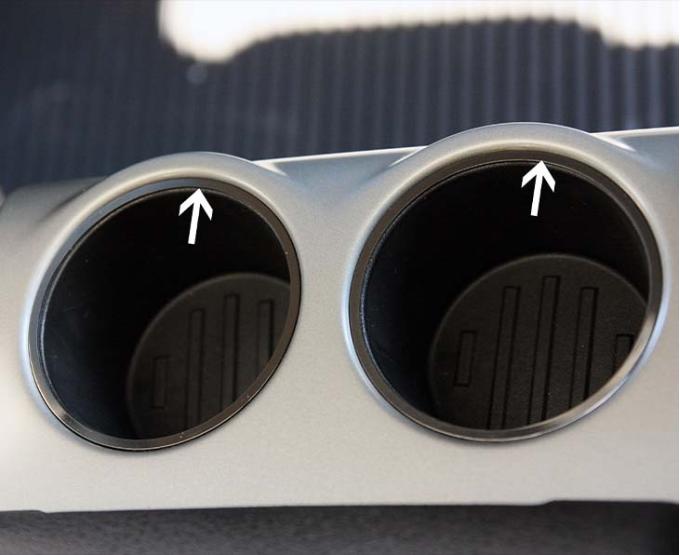 American Car Craft 2010-2014 Ford F150/Raptor - Cup Holder Trim Rings Rear 2Pc, Polished Stainless Steel 771025