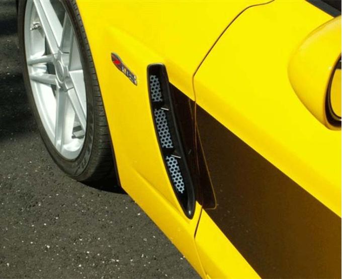 American Car Craft 2006-2013 C6 Z06 Corvette - Side Vent Grilles 2Pc, Perforated Stainless Steel 042054