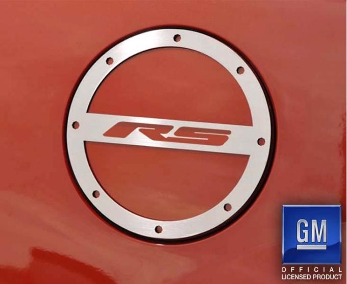 American Car Craft 2010-2019 Camaro RS - RS Fuel Door Cover, Stainless Steel (Brushed) 102008