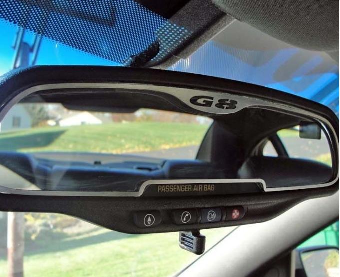 American Car Craft 2008-2009 Pontiac G8/GT - Rear View Mirror Trim [On-Star], Brushed Stainless Steel 221003