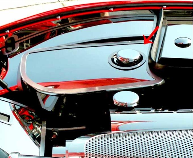 American Car Craft 1997-2004 C5/Z06 Corvette - Water Tank Cover with Chrome Cap Cover, Polished Stainless Steel 033016