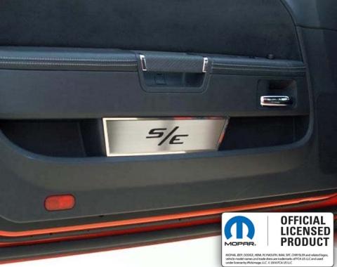 American Car Craft 2008-2014 Challenger - Door Badge Plate with Laser-cut S/E Lettering 2Pc, Brushed Stainless Steel 151009