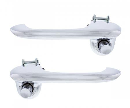 United Pacific Chrome Outside Door Handle Set For 1966-77 Ford Bronco & 1965-70 Mustang 110824