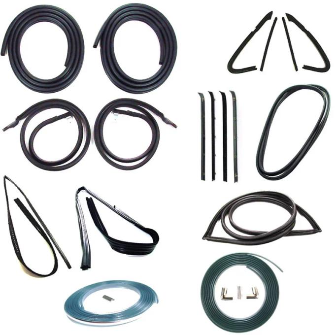 AMD Weatherstrip Kit, Full, w/ Chrome Reveal Lock Strip, w/ 2-pc Vent Window Weatherstrips (15pcs), 81-85 Chevy GMC C/K Pickup 2DR Standard Cab G-CWK111281