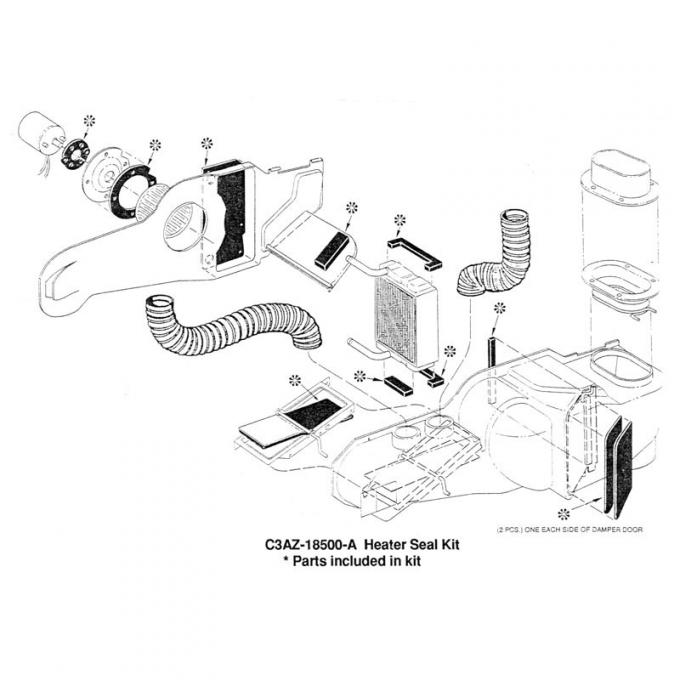 Dennis Carpenter Heater Seal Kit - 1963-64 Ford Car   C3AZ-18500-A