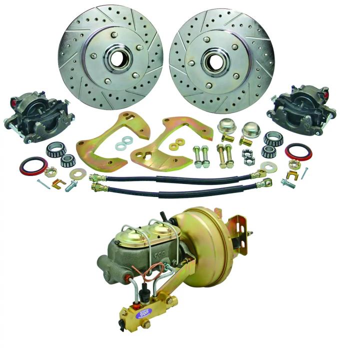 Classic Performance Complete Disc Brake Kit w/ Booster for OEM Stock Spindles for 65-68 Chevy Full Size 6568CBK-S-9-WWR