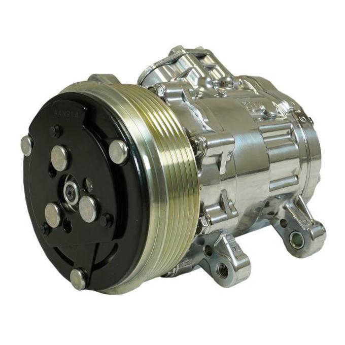 Vintage Air Sanden SD-7B10 Compressor 6-groove serpentine pulley Polished Finish 04670-MTQ