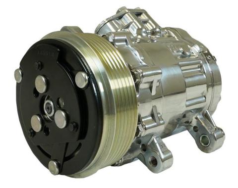 Vintage Air Sanden SD-7B10 Compressor 6-groove serpentine pulley Polished Finish 04670-MTQ