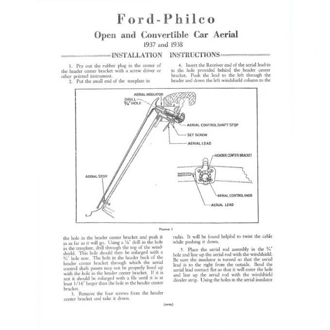 Dennis Carpenter Radio Antenna Assembly - Open Car & Wagon - 1938 Ford Car   81A-18813-B