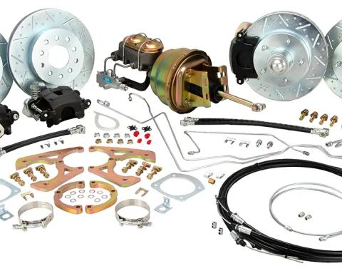 Classic Performance Front/Rear Disc Kit w/ Power Brake Booster Kit, 2" Drop Spindles for 1965-1970 Chevy Full Size 6570FRBK-D-XDGS