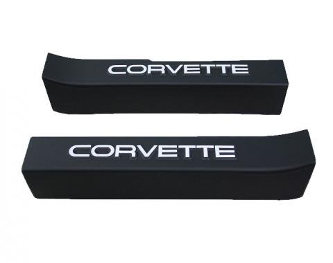 Corvette Sill Ease Protectors, Black, With White Letters, 1988-1989