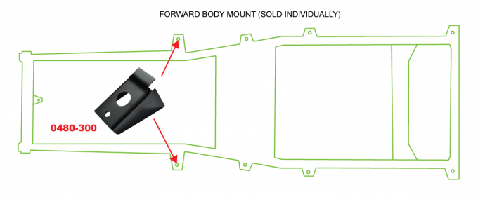 Key Parts '87-'95 Forward Body Mount 0480-300