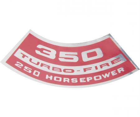 Full Size Chevy Air Cleaner Decal, Turbo-Fire, 350ci/250hp, 1969