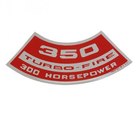 Camaro Air Cleaner Decal, 350 Turbo-Fire 300 Horsepower, 1969