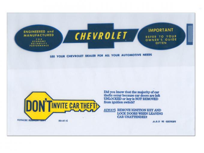 Corvette Owners Manual Bag, 1966-1968