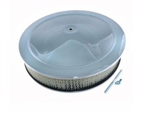Corvette Air Cleaner Assembly, Recessed Base, 14x3, Chrome