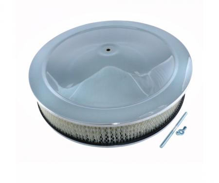 Corvette Air Cleaner Assembly, Recessed Base, 14x3, Chrome