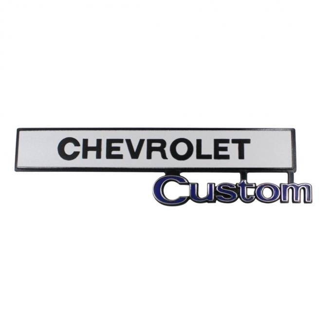 Trim Parts 1969-72 Chevrolet Truck Glove Box Door "Chevrolet Custom" Emblem, Each 9670