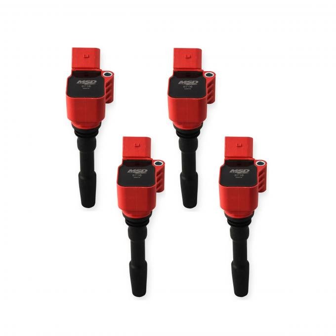 MSD Ignition Coil, Blaster Series, VW / Audi 1.8L/2.0L Engines, Red, 4-Pack 87164