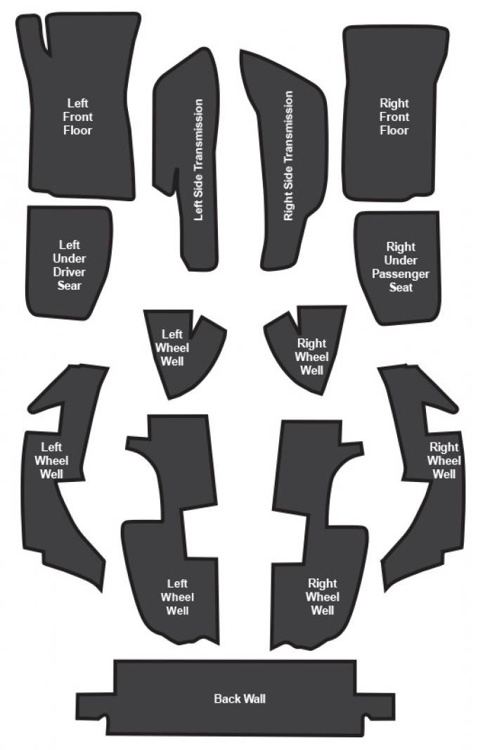 ACC 1968-1975 Chevrolet Corvette Roadster Sound Deadener 13pc Mastic with Pad